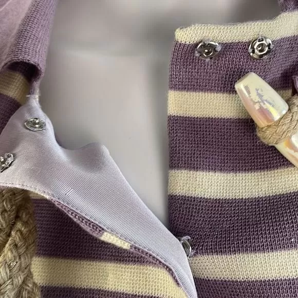 MoschinoPurple and Cream Striped With Rope Cardigan