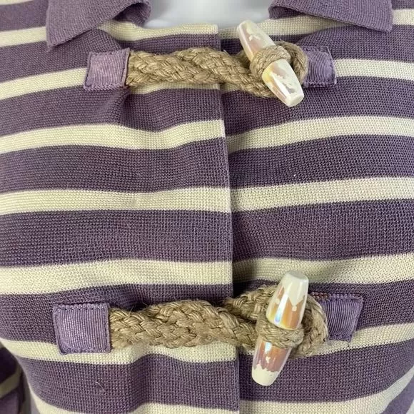 MoschinoPurple and Cream Striped With Rope Cardigan