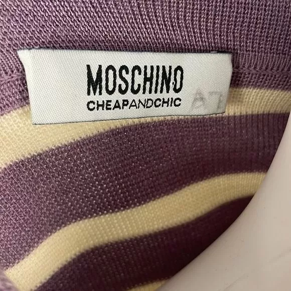 MoschinoPurple and Cream Striped With Rope Cardigan