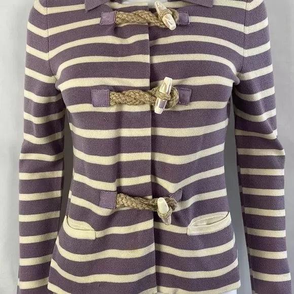 MoschinoPurple and Cream Striped With Rope Cardigan