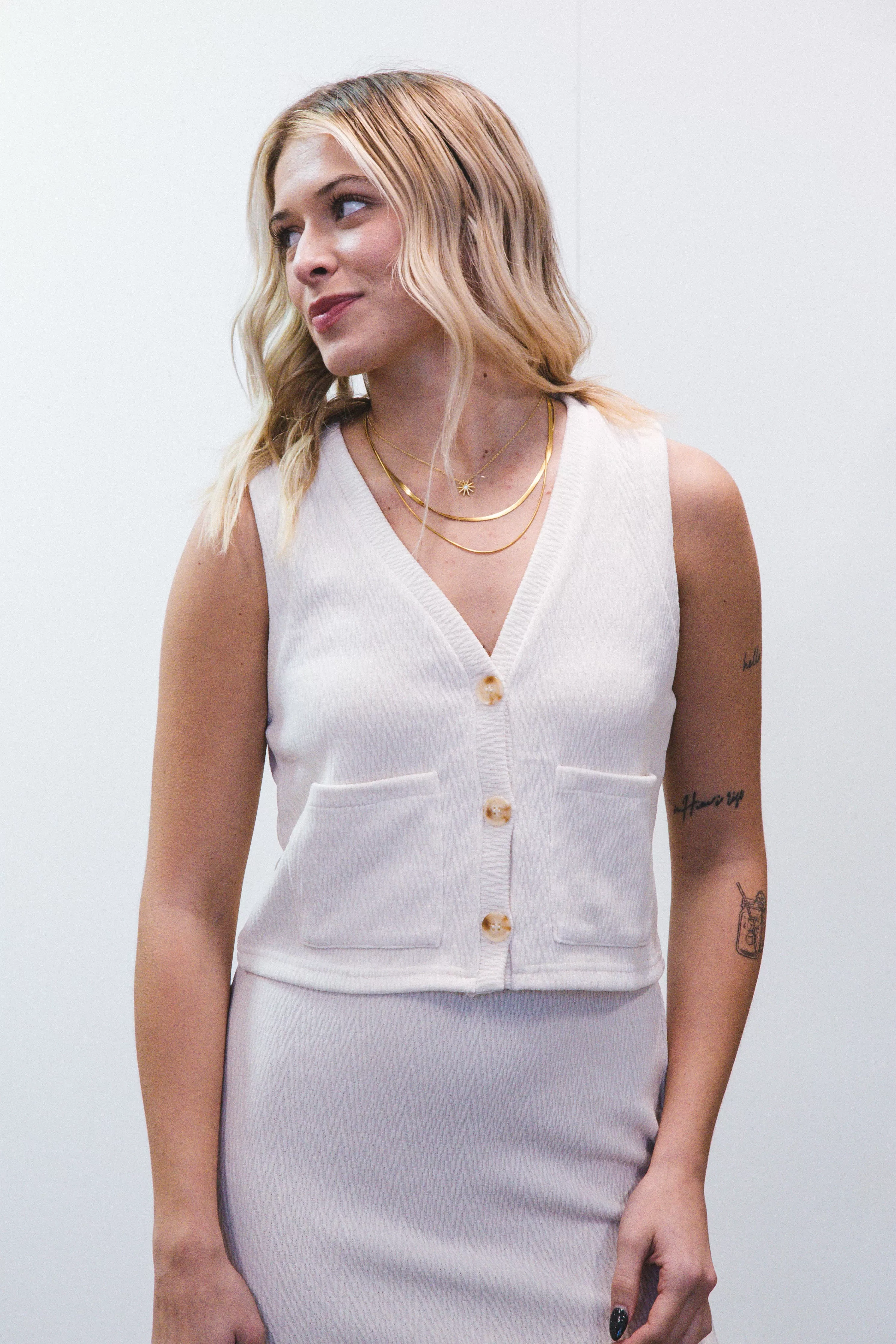 Mountain Air Button Knit Vest, Ivory | Sadie & Sage