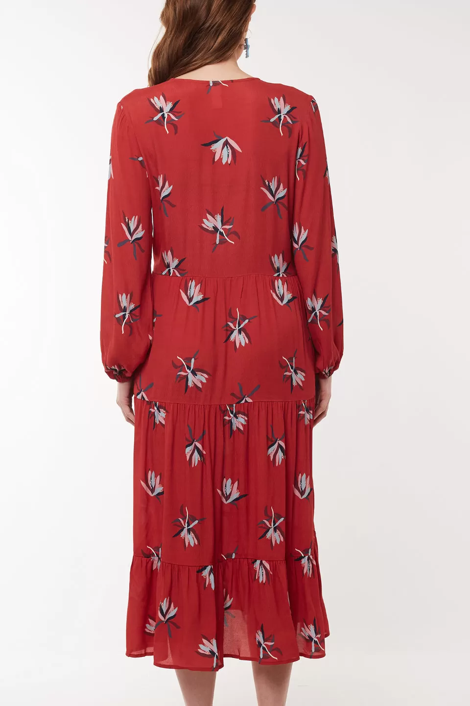 Native Flora Rust Floral LS Dress