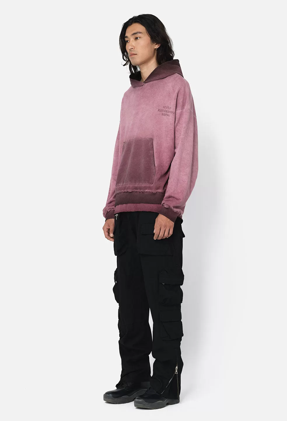 Nepal Tuck Terry Hoodie / Oil Wash Ruby