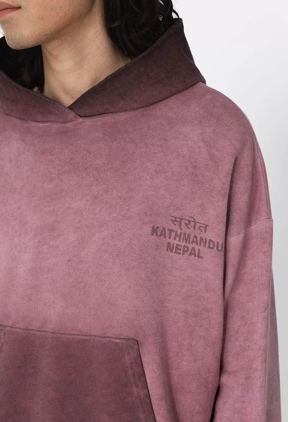 Nepal Tuck Terry Hoodie / Oil Wash Ruby