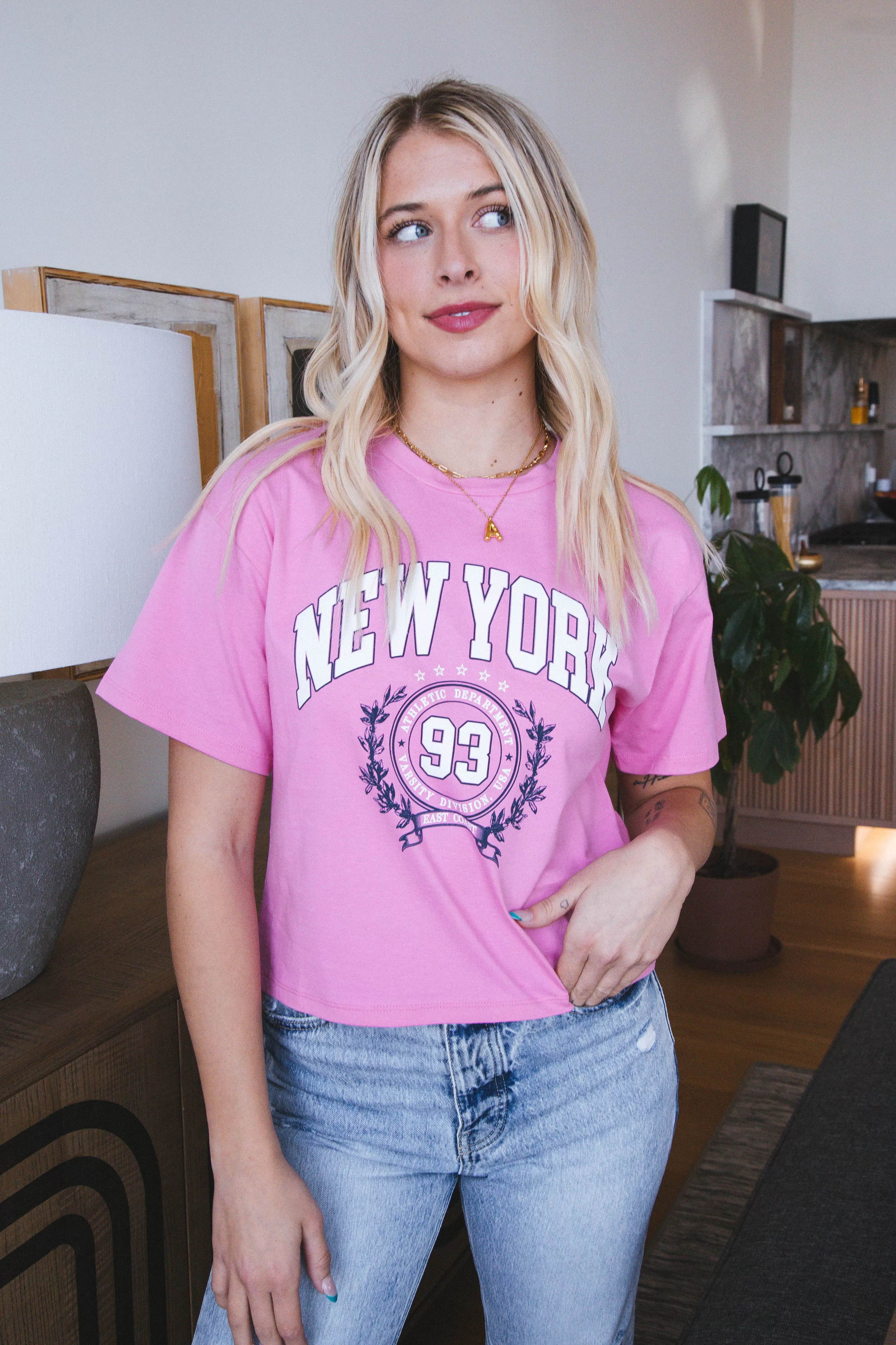 New York Athletic Department Graphic Tee, Pink