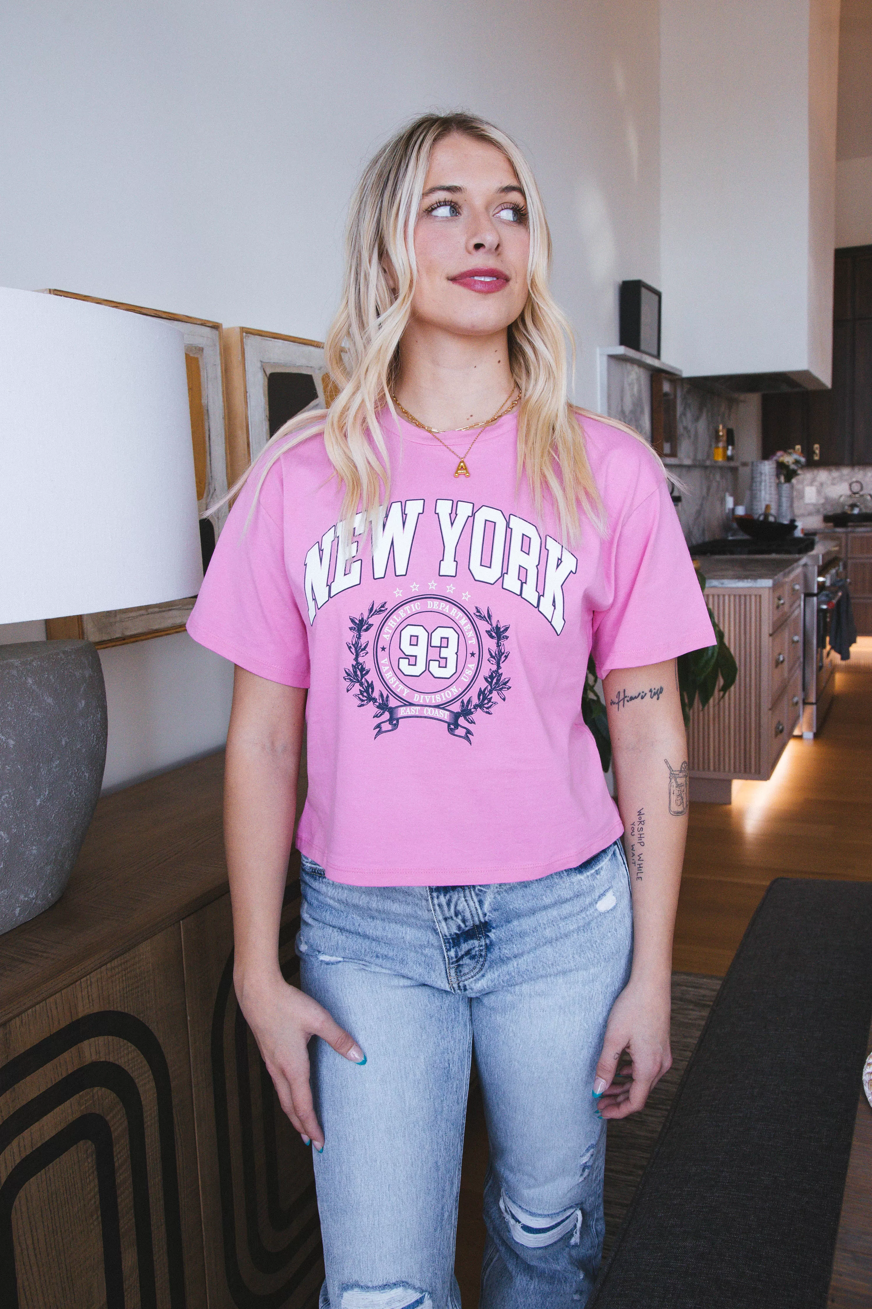 New York Athletic Department Graphic Tee, Pink