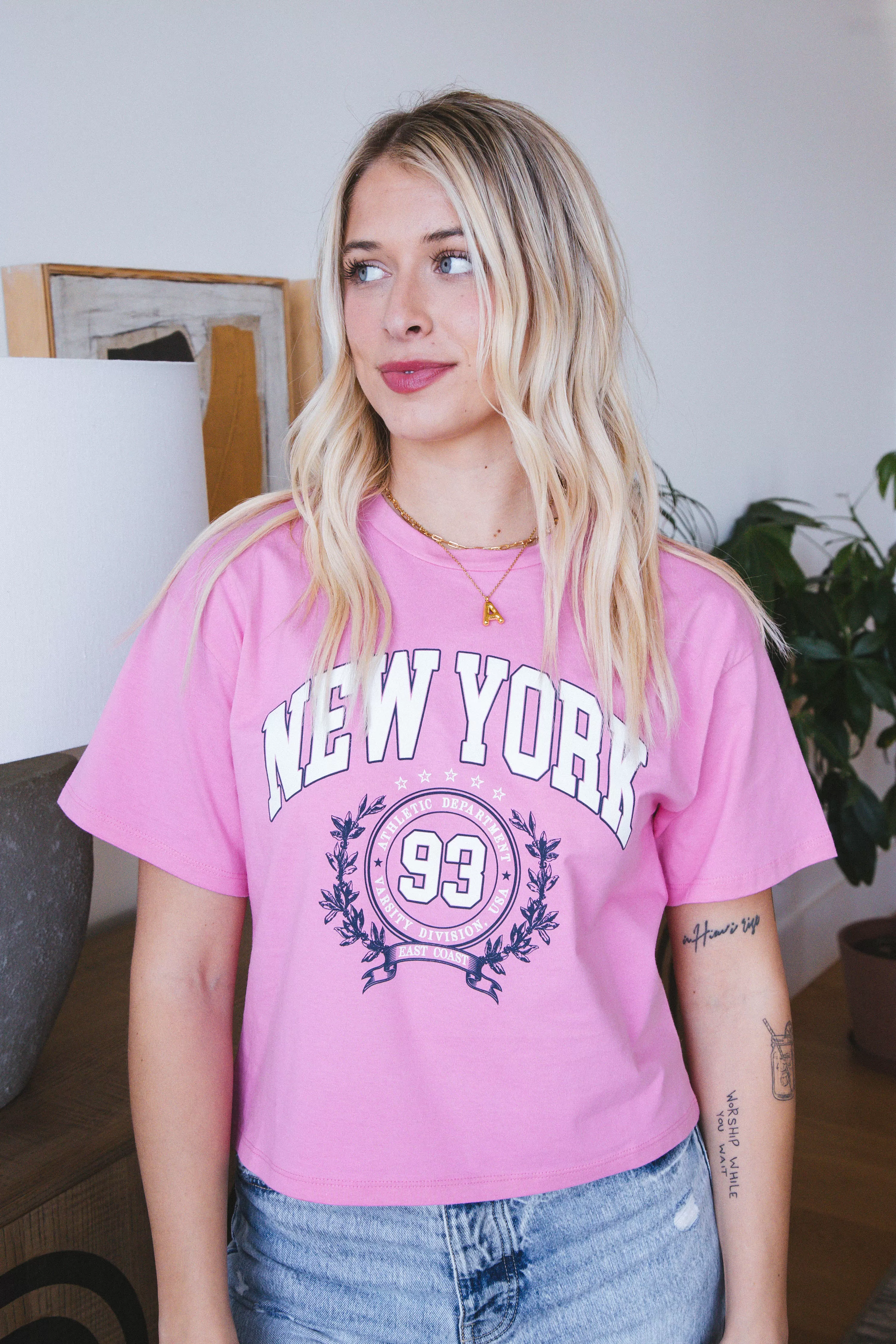 New York Athletic Department Graphic Tee, Pink