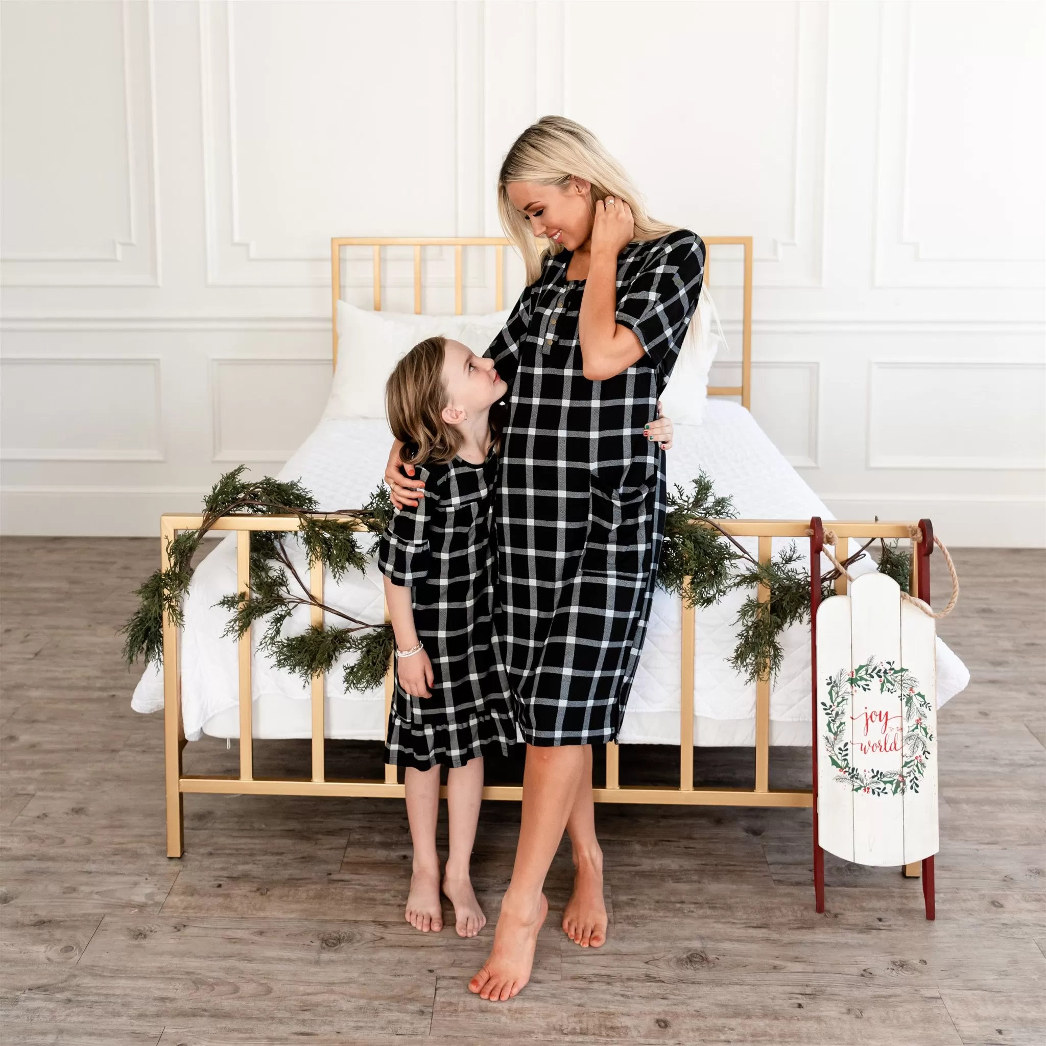 Noel House Dress (Girls' Sizes): Black Plaid