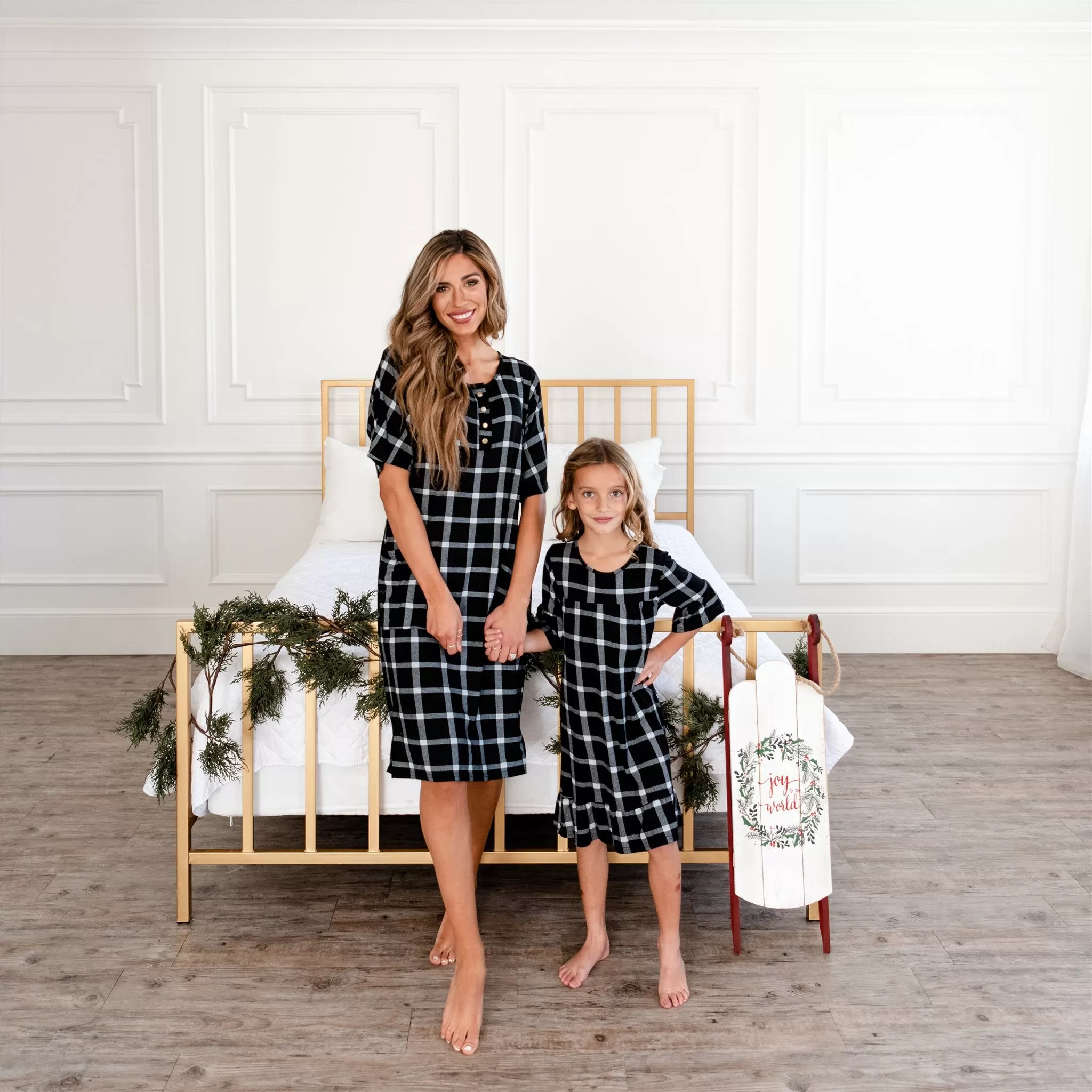 Noel House Dress (Girls' Sizes): Black Plaid