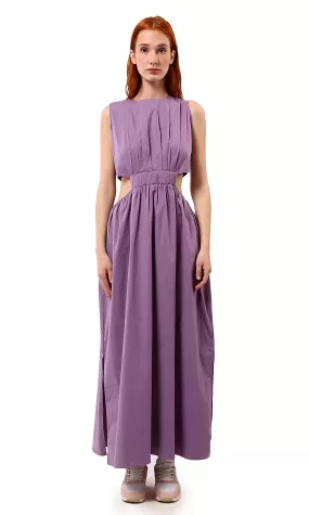 O178818 Purple Solid Maxi Dress With Summer Slits