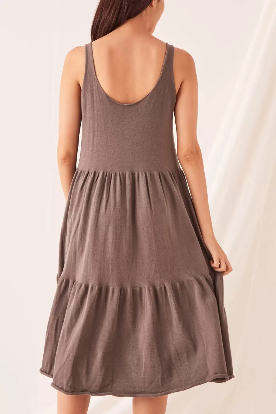 Odessa Sable Charcoal Midi Cotton Knit Dress