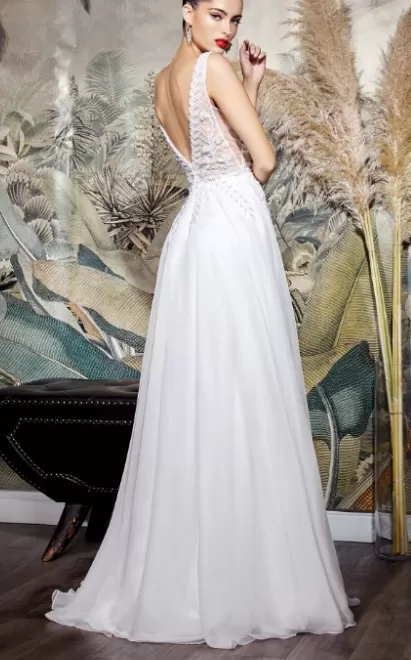 Off White A-Line White Gown