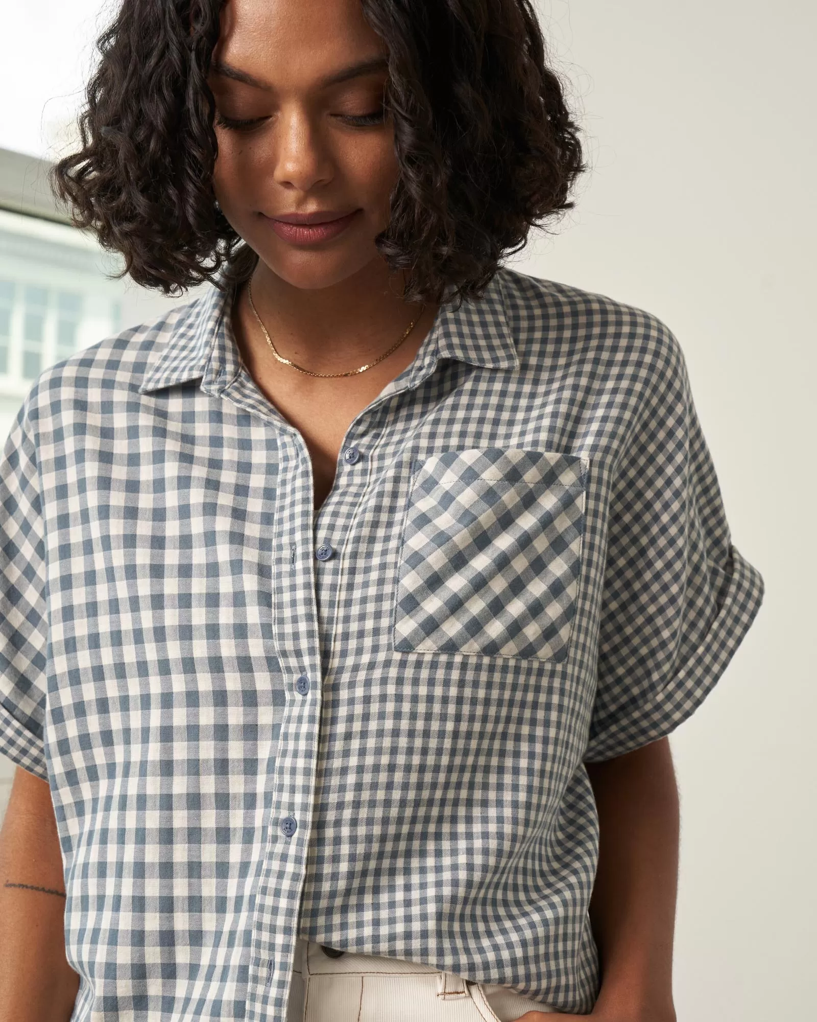 Organic Oversized Double Cloth Button Down