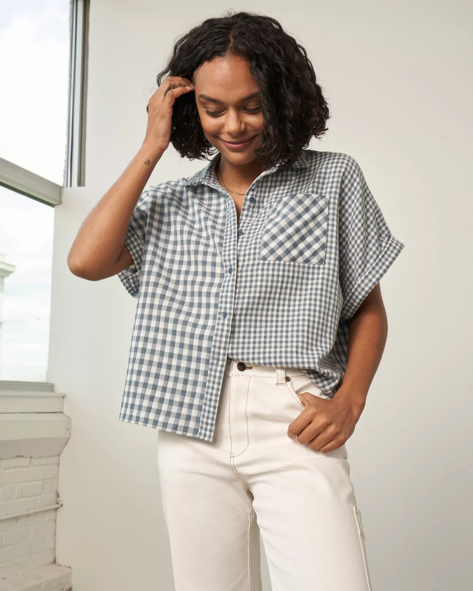 Organic Oversized Double Cloth Button Down