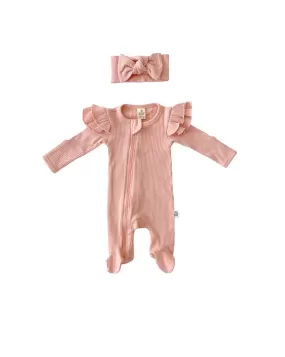 Organic Zip Footie Set | Pink