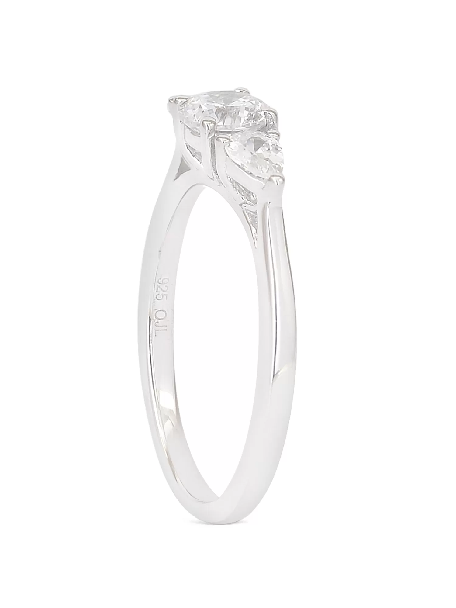 Ornate Jewels Three Stone Promise Ring In 925 Silver For Women