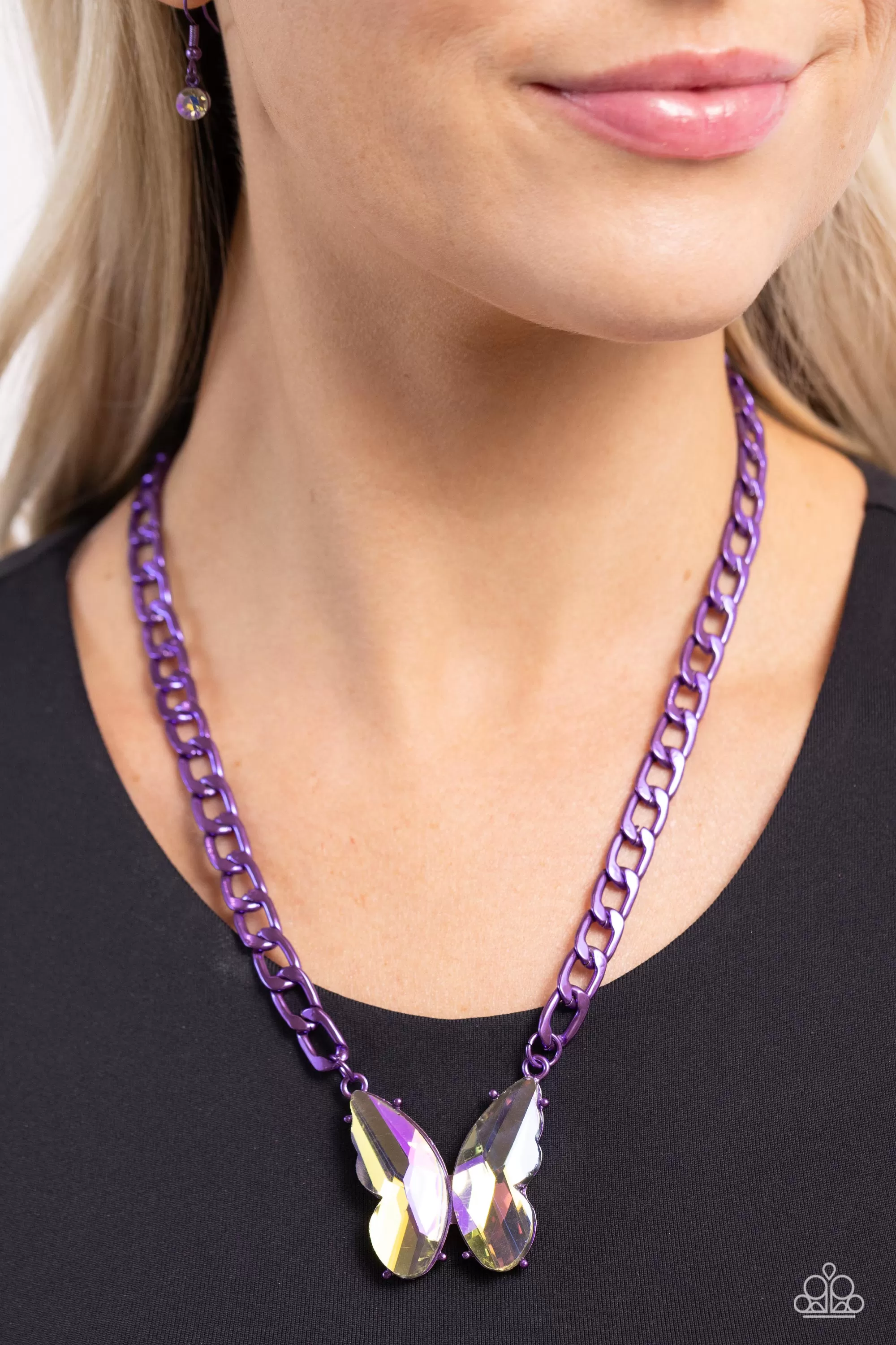 Paparazzi Fascinating Flyer Purple Necklace & Earring Set