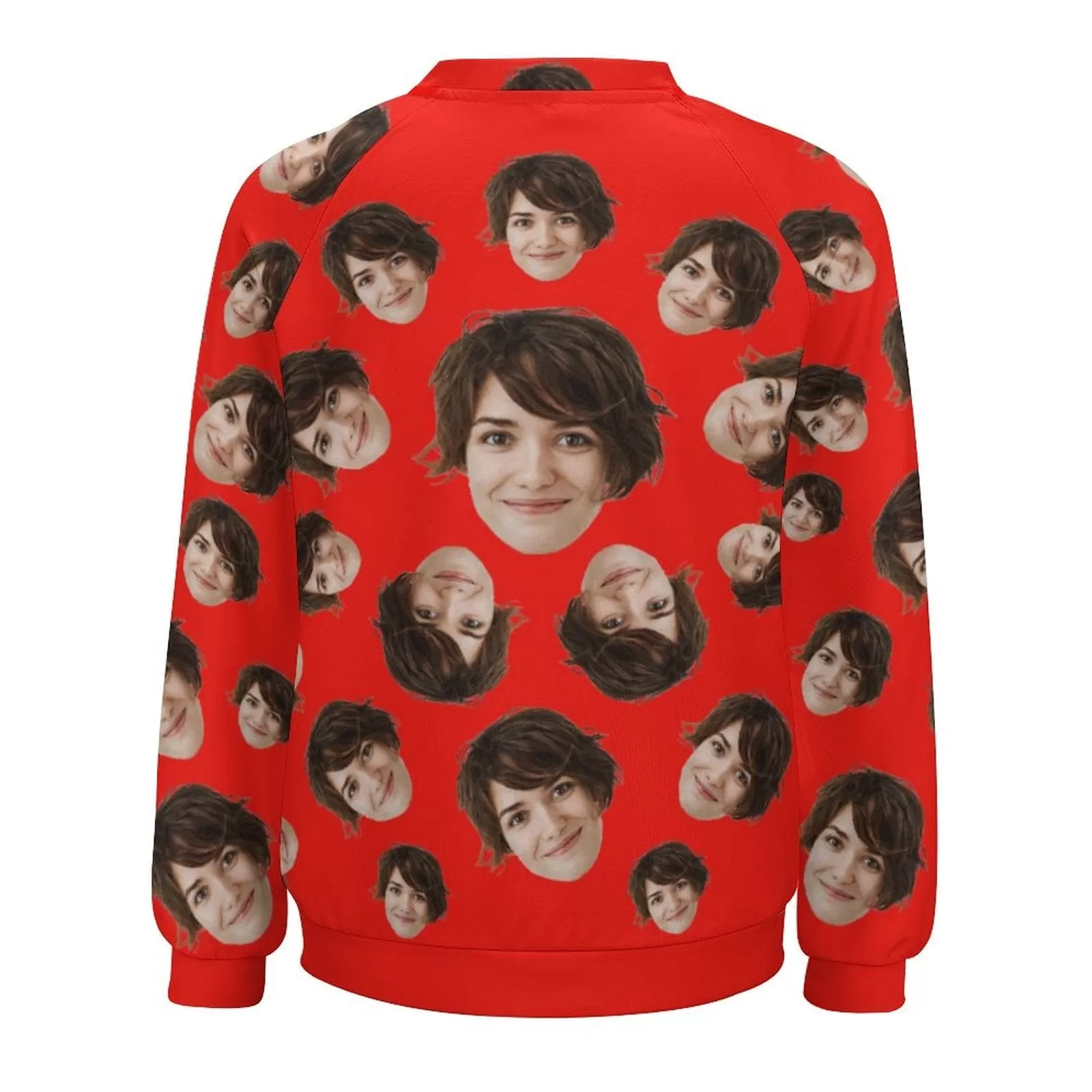 Personalized Loose Sweatshirt With Face On Multicolor Women's Raglan Sleeve Crew Neck Sweatshirt