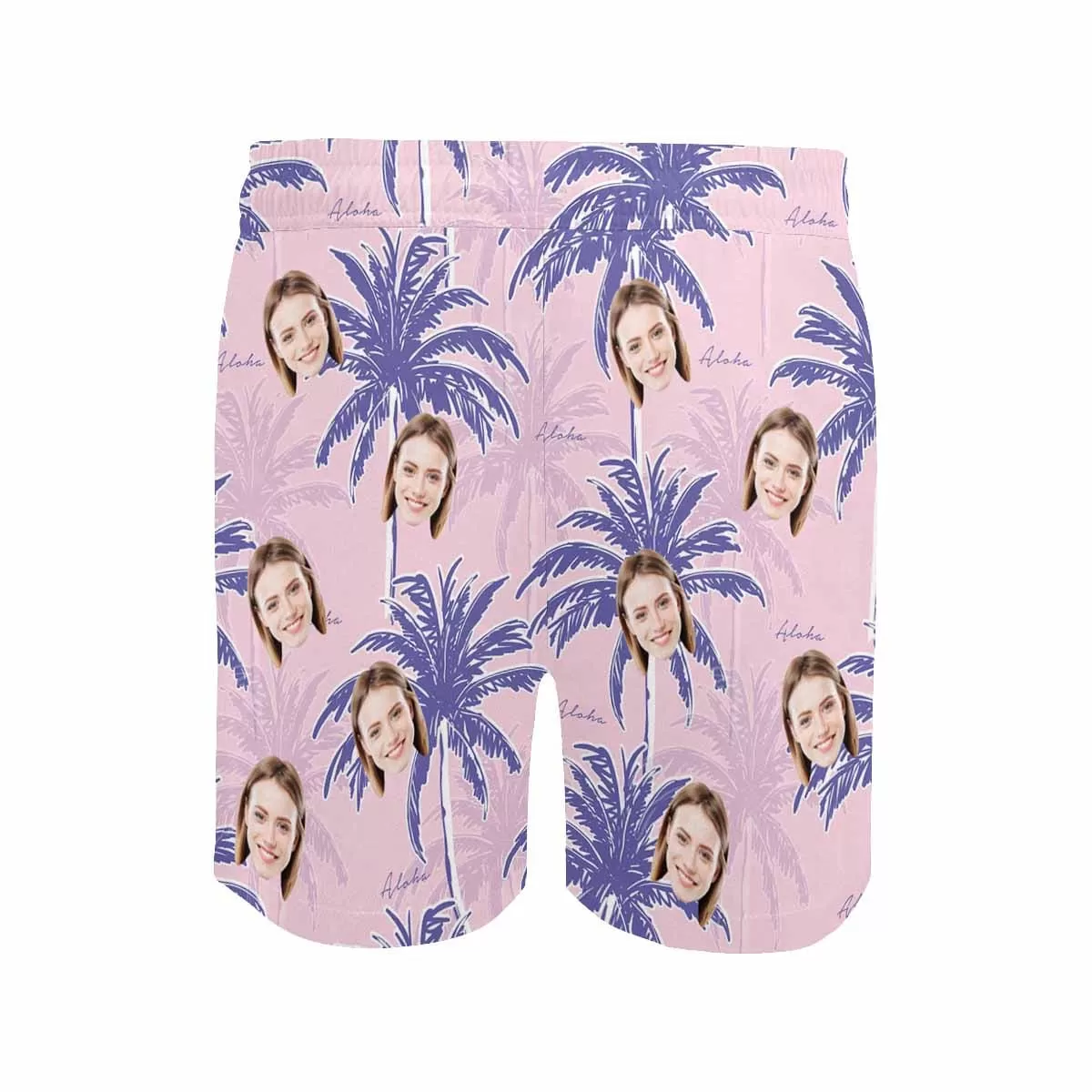 Personalized Swim Trunks Custom Face Coconut Tree Pink Men's Quick Dry Swim Shorts Beach Swimsuit