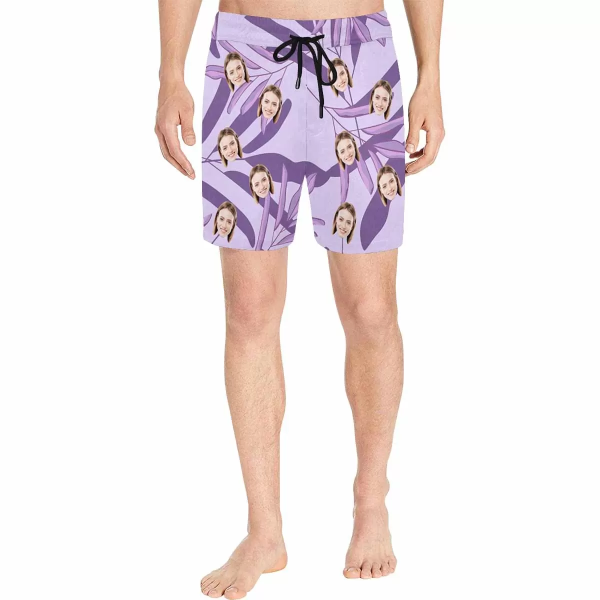 Personalized Swim Trunks Custom Face Purple Men's Quick Dry Swim Shorts Beach Swimsuit