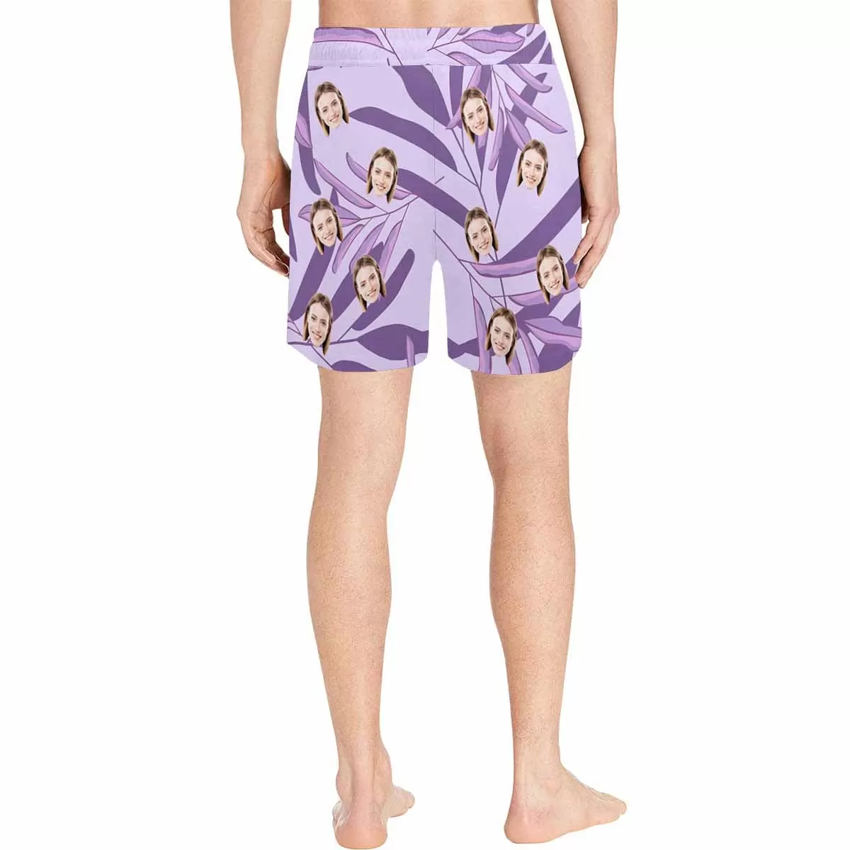 Personalized Swim Trunks Custom Face Purple Men's Quick Dry Swim Shorts Beach Swimsuit