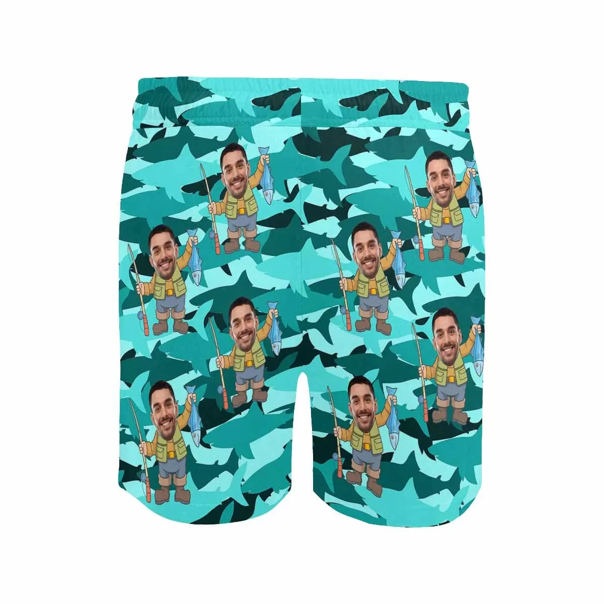 Personalized Swim Trunks with Custom Face Funny Fishing Men's Quick Dry Swim Shorts