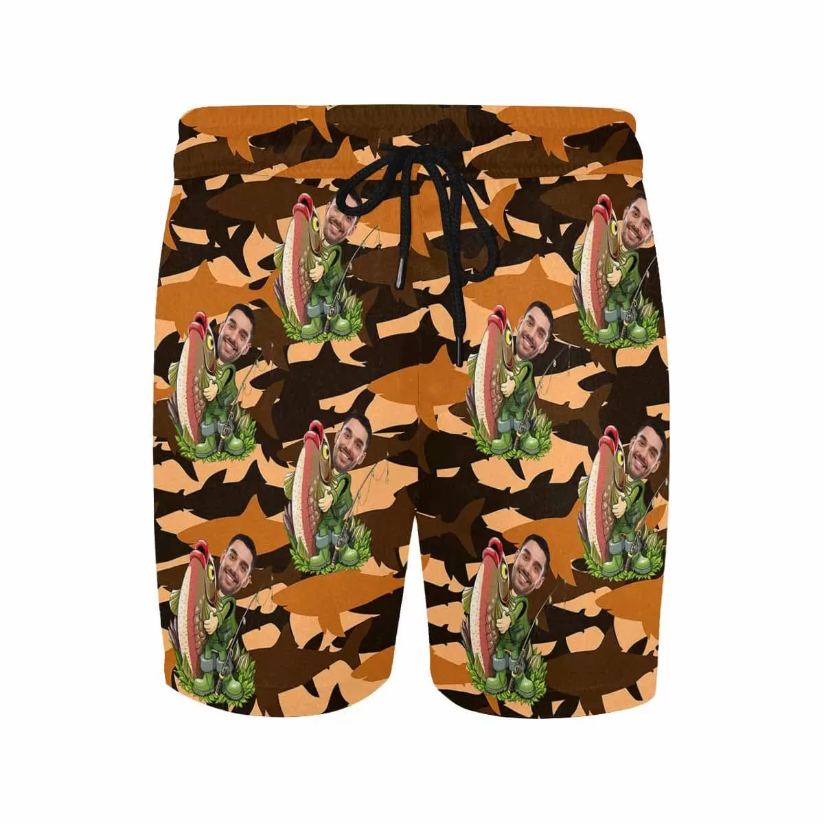 Personalized Swim Trunks with Custom Face Funny Fishing Men's Quick Dry Swim Shorts