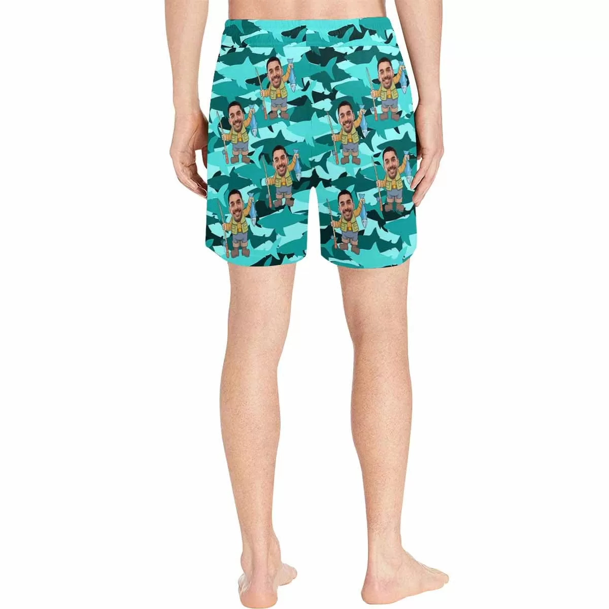 Personalized Swim Trunks with Custom Face Funny Fishing Men's Quick Dry Swim Shorts