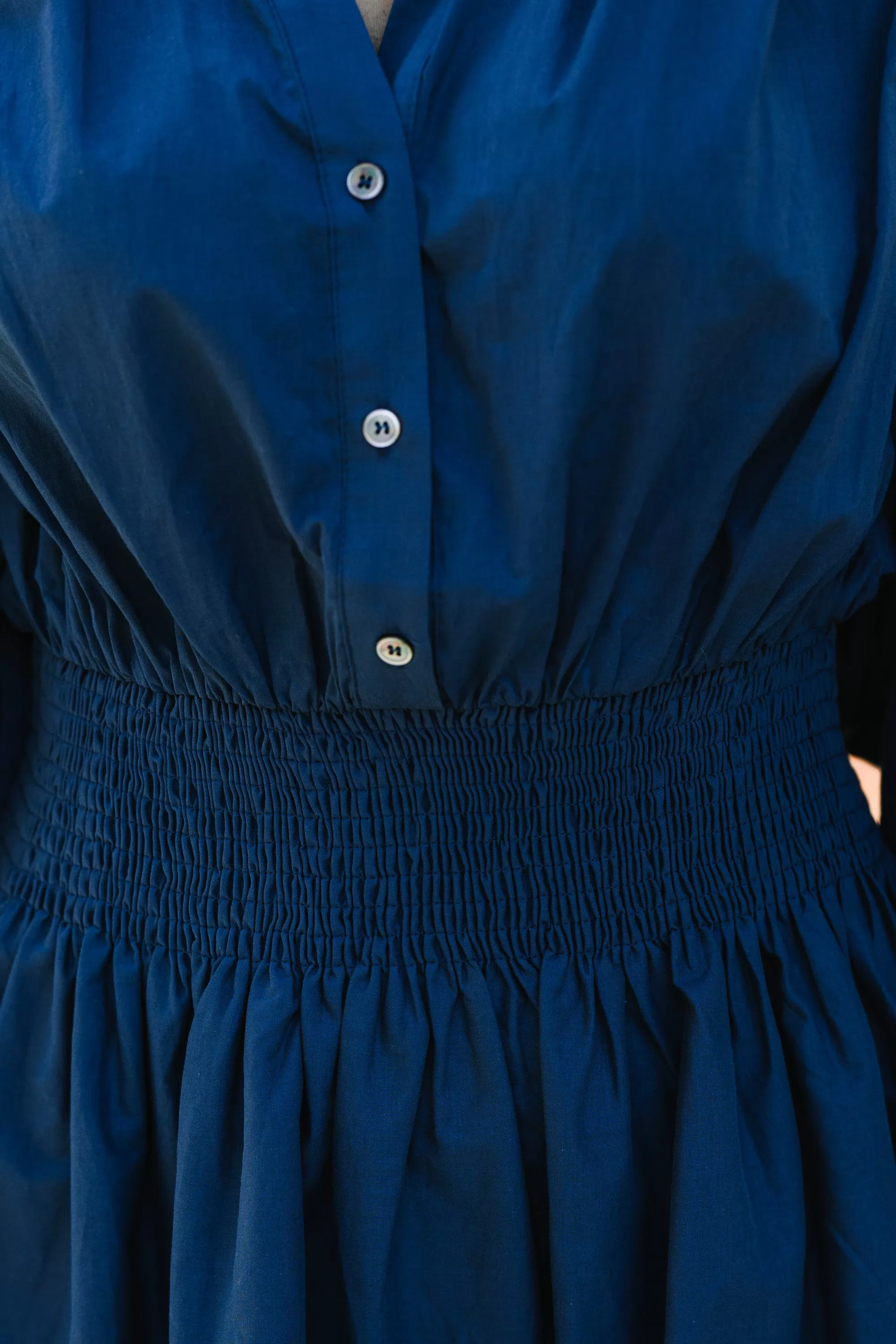 Pinch: Work For You Navy Blue Smocked Waist Dress