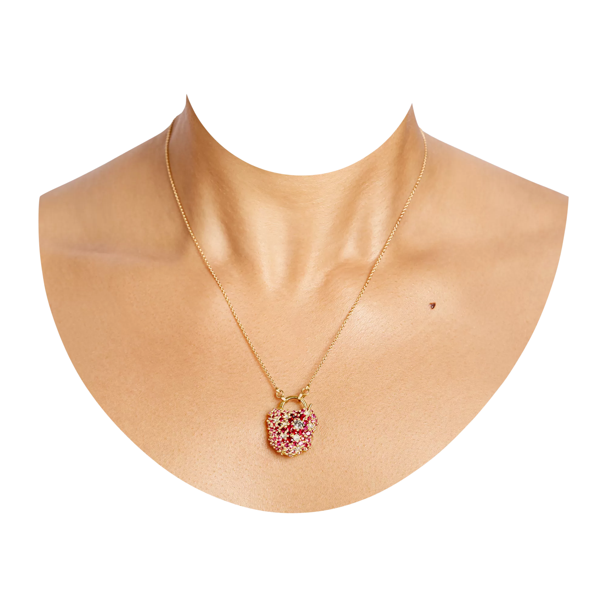 Pink & Ruby River Padlock Necklace - 11303