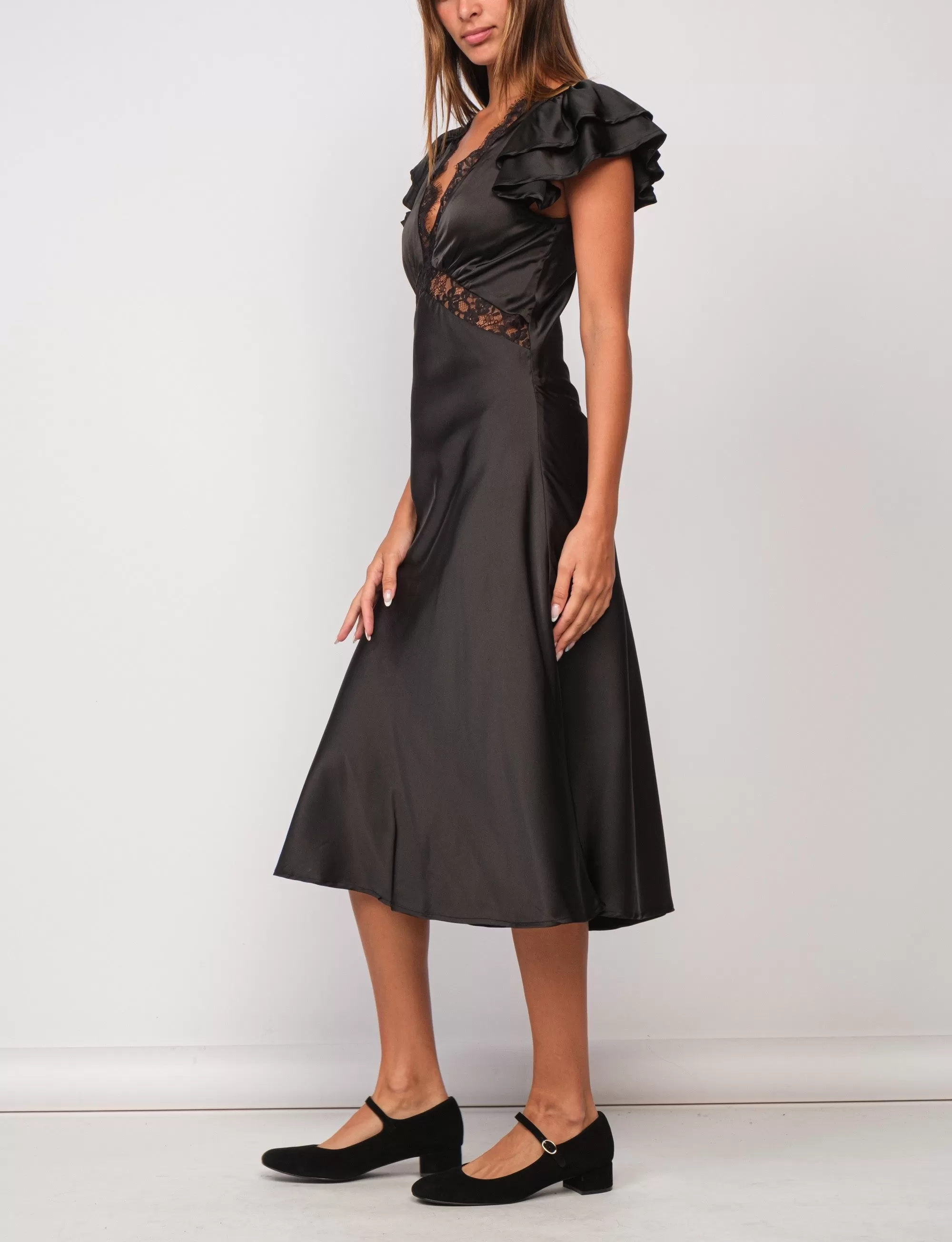 Piper Lace Trim Satin Dress