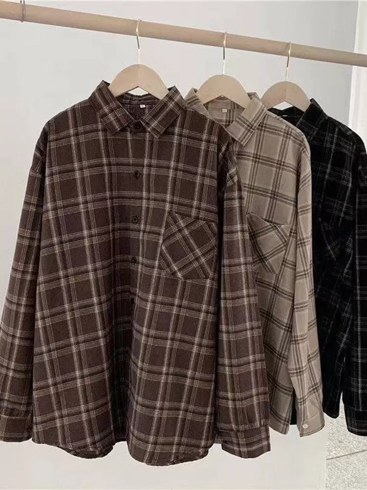 Plaid Button-Up Shirt With Chest Pocket (M to 3XL!)