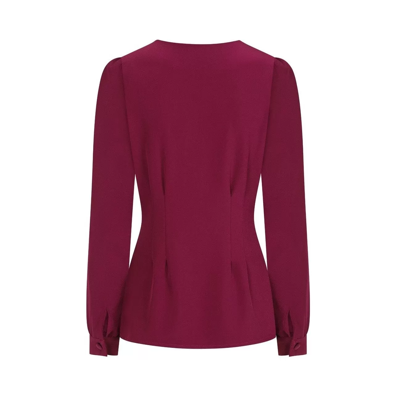 Plum V Neck Long Sleeve Blouse Top