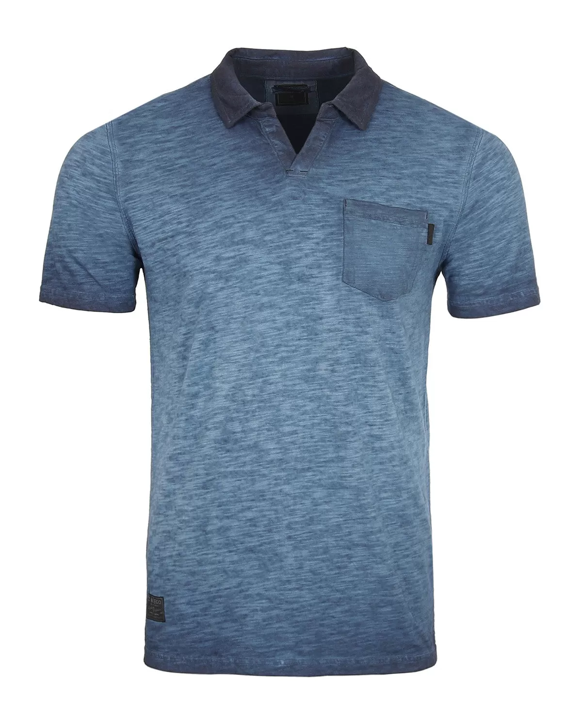 Polo Shirt Vintage Wash Fade Dyed Casual V-Neck Henley