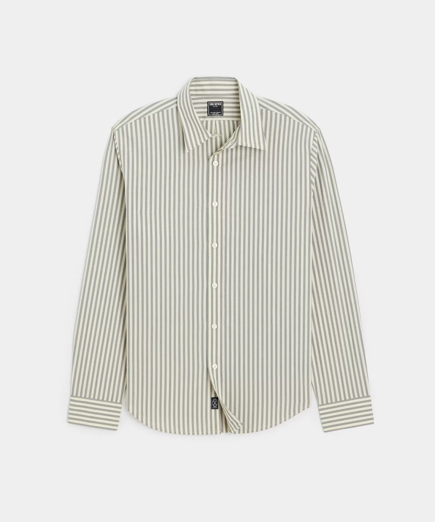 Poplin Sport Shirt in Dark Grey Bengal Stripe