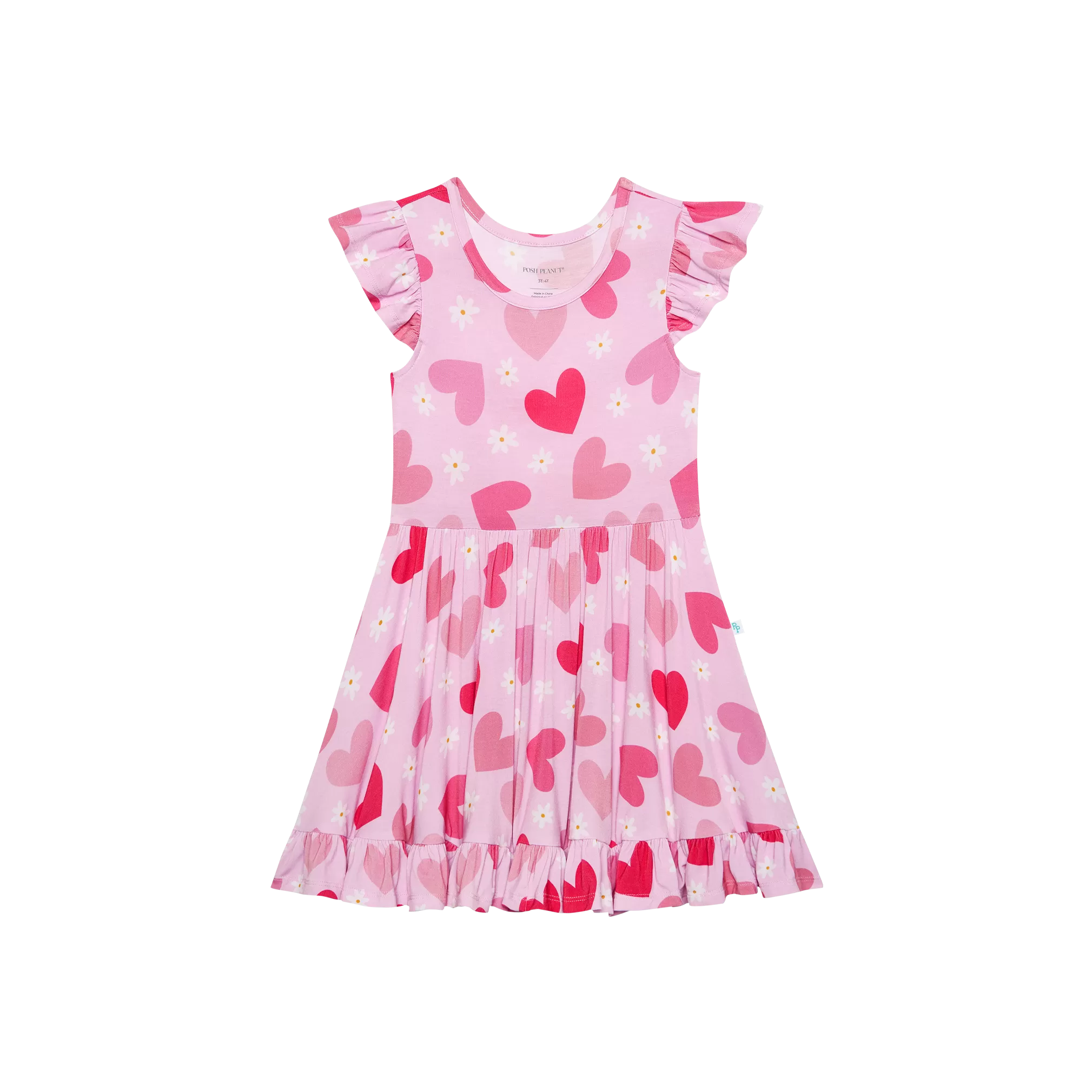 Posh Peanut Daisy Love Cap Sleeve Ruffled Twirl Dress