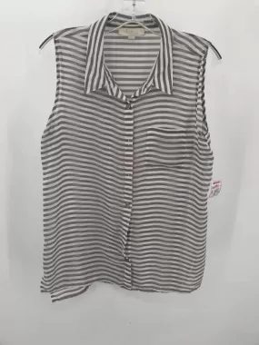 Pre-Owned Olive   Oak White Size Large Stripe Button Down Tank Top