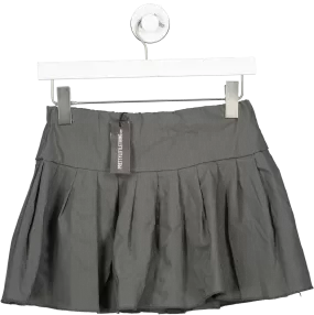 PrettyLittleThing Charcoal Grey Stretch Woven Low Rise Pleated Micro Mini Skirt UK 10