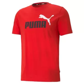 PUMA MEN'S ESSENTIALS  2 COLOUR LOGO RED TEE