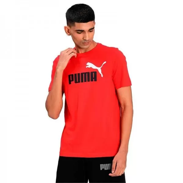 PUMA MEN'S ESSENTIALS  2 COLOUR LOGO RED TEE