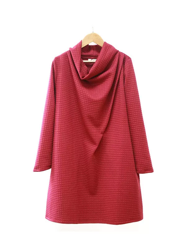 Pure Color High Neck Sweatshirt Dress