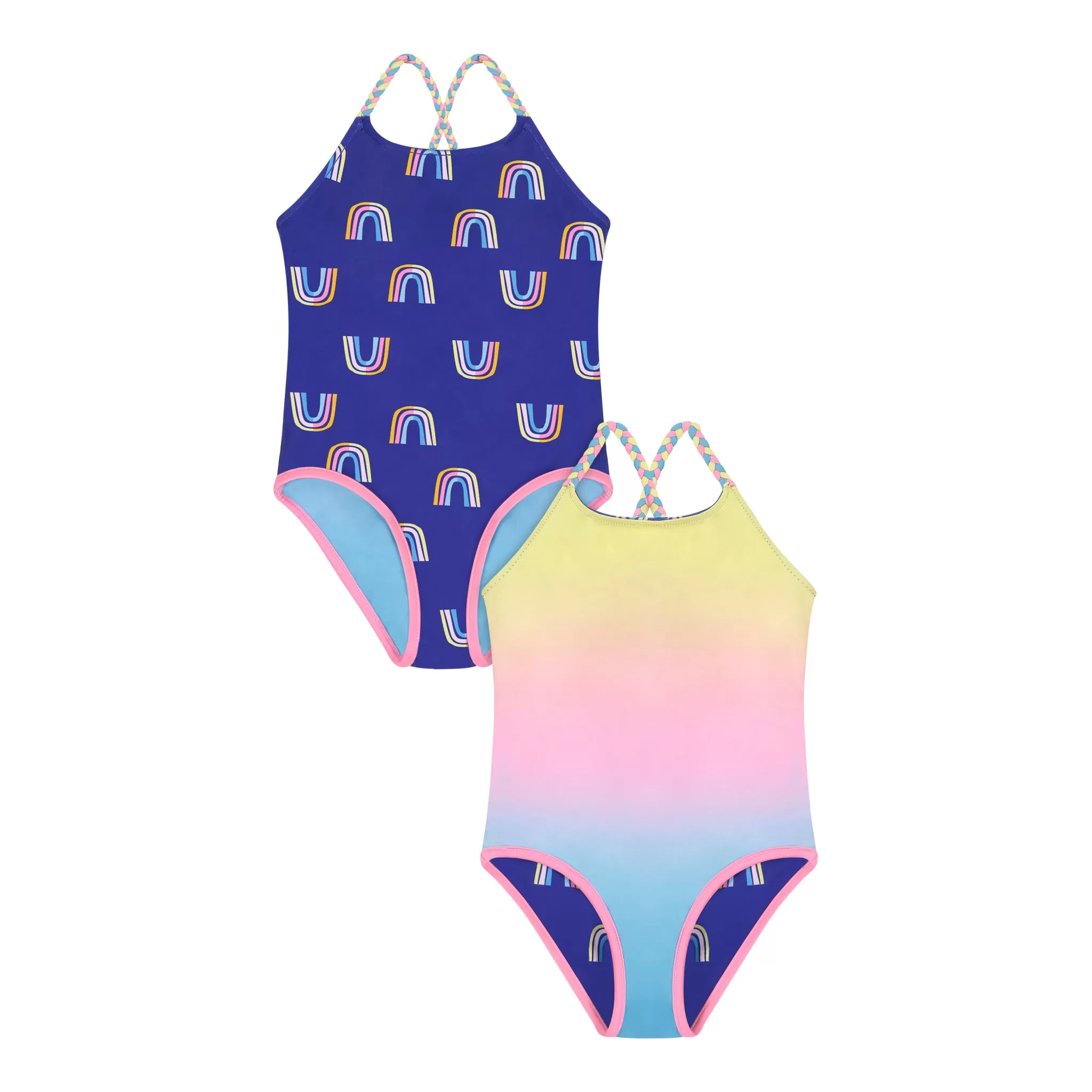 Purple and Ombre Reversible Rainbow Swimsuit