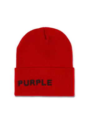 Purple Brand Acrylic Cuffed Beanie Red