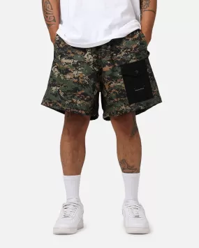 Raised By Wolves Barbarian Ripstop Camp Shorts Green Digi Camo