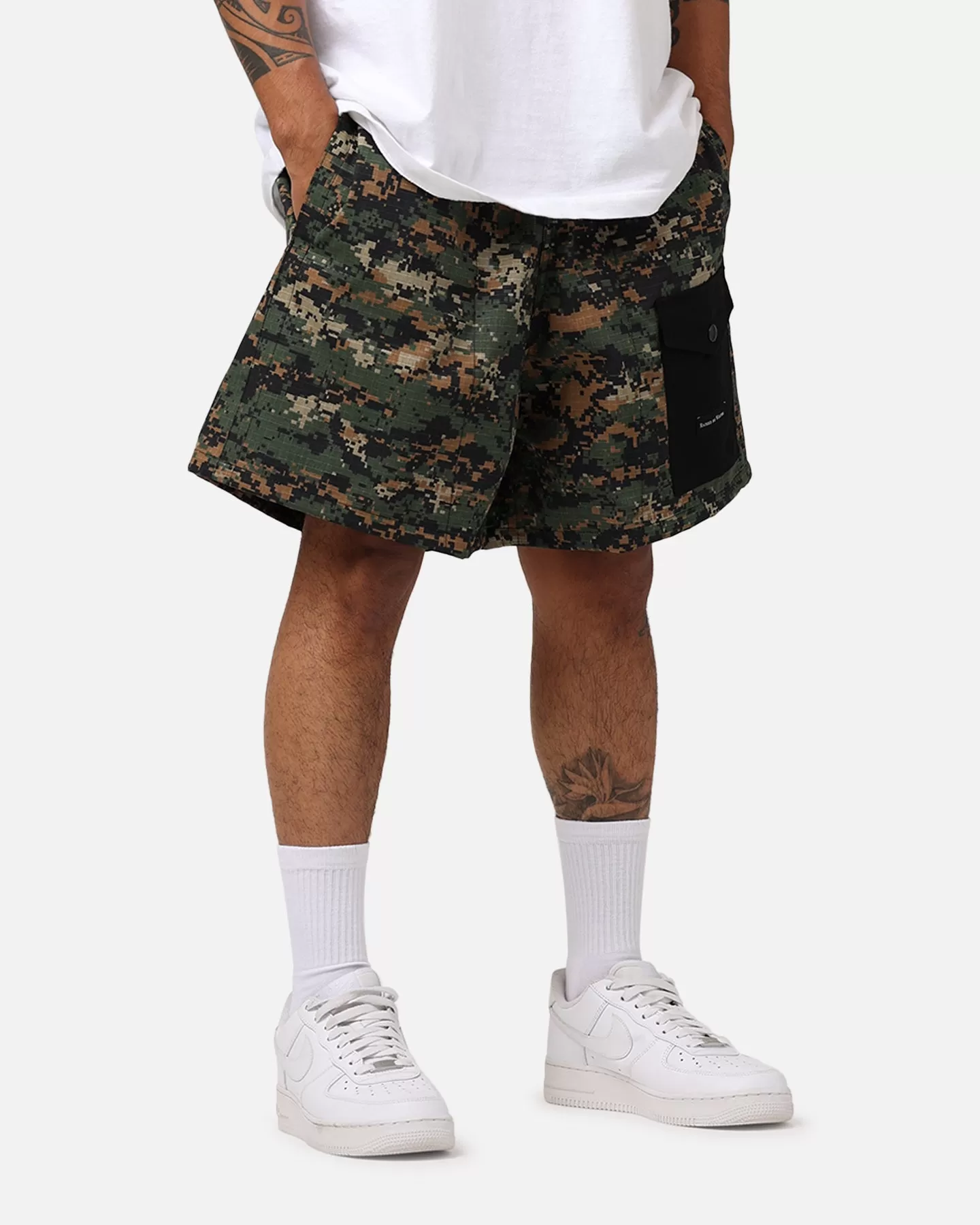 Raised By Wolves Barbarian Ripstop Camp Shorts Green Digi Camo