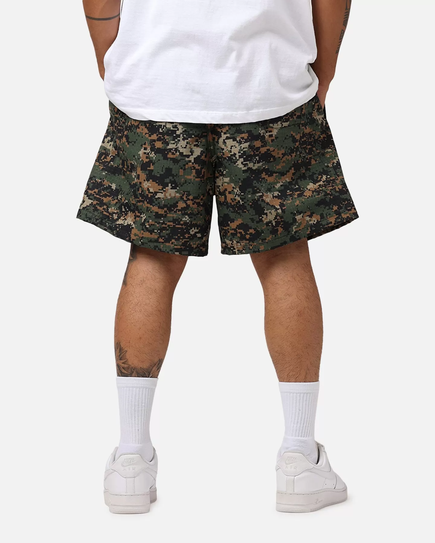 Raised By Wolves Barbarian Ripstop Camp Shorts Green Digi Camo