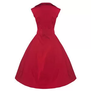 Red 50s Swing Bow Dress