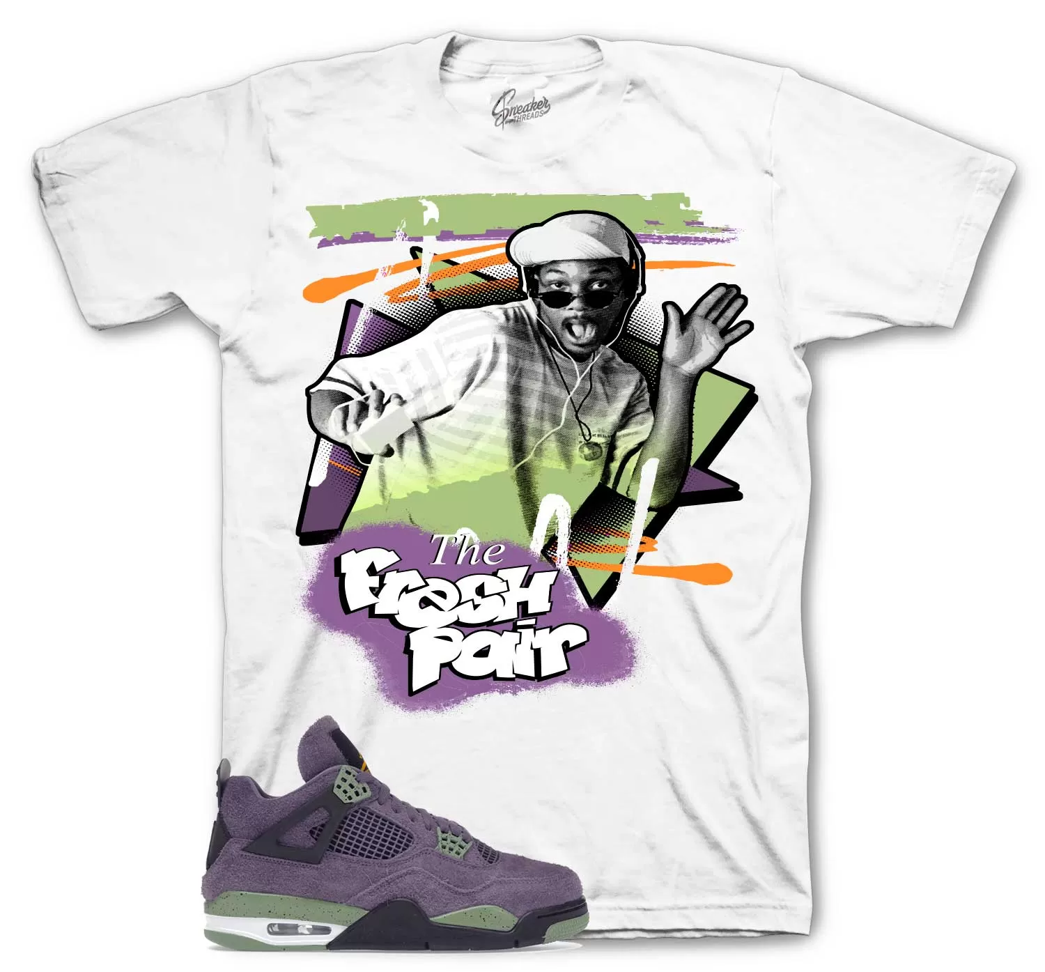 Retro 4 Canyon Purple Shirt - Fresh Pair - White