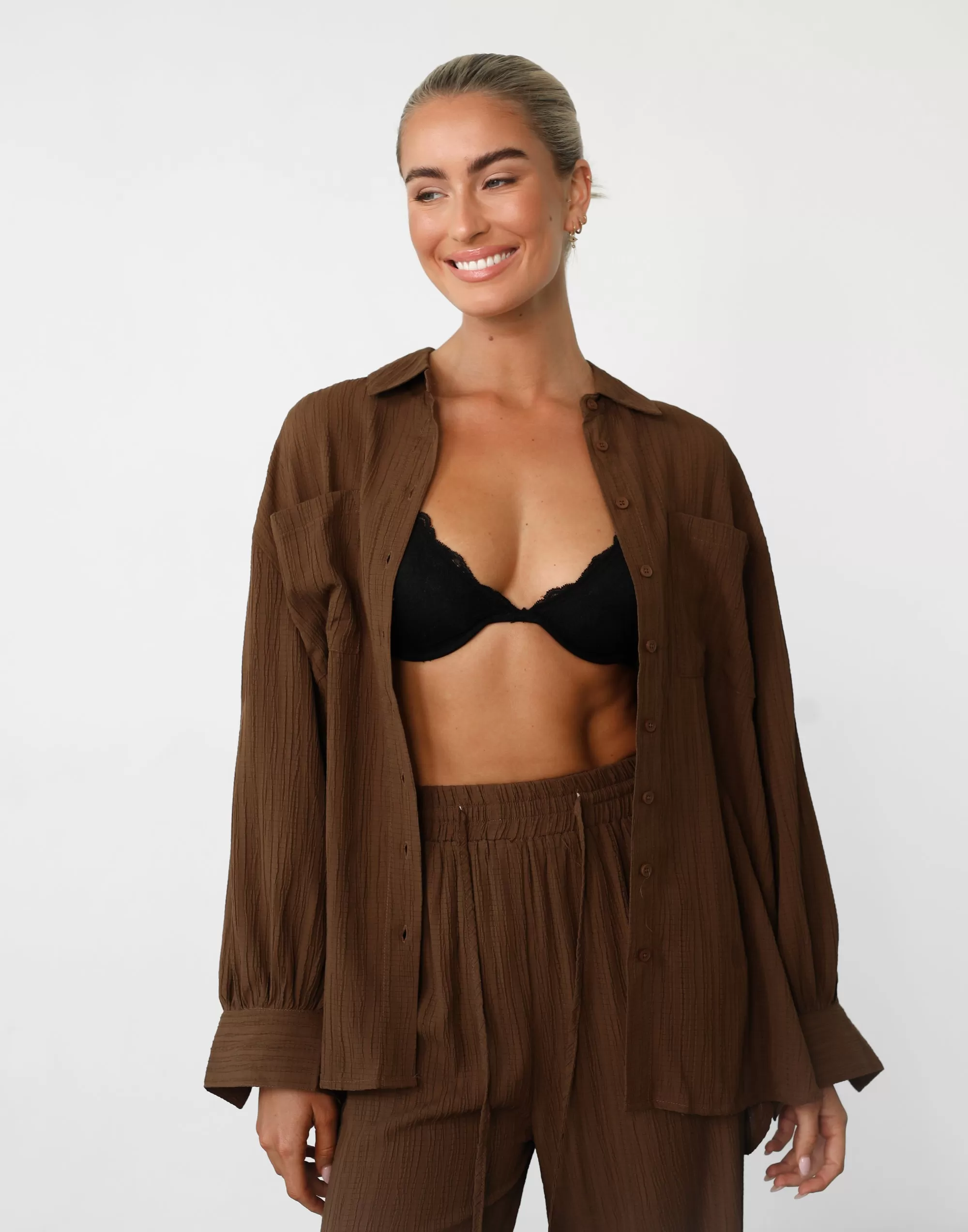 Ria Long Sleeve Shirt (Brown)