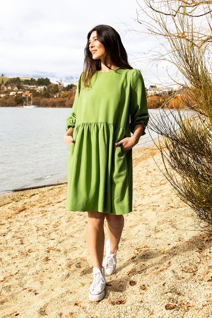 River Jungle Green LS Mini Dress